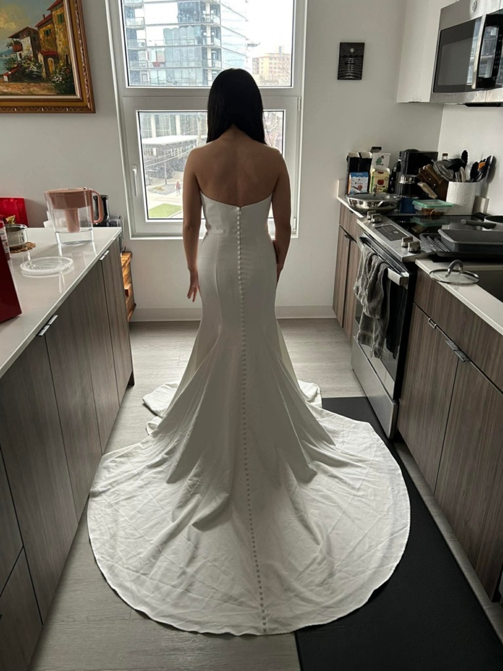 Jenny Yoo White Strapless Sweetheart Fit & Flare Wedding Gown Size 6 NWOT - Picture 2 of 6
